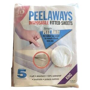 Peelaways Disposable Fitted Sheets 5 Layers Waterproof King Size 80" X 78"